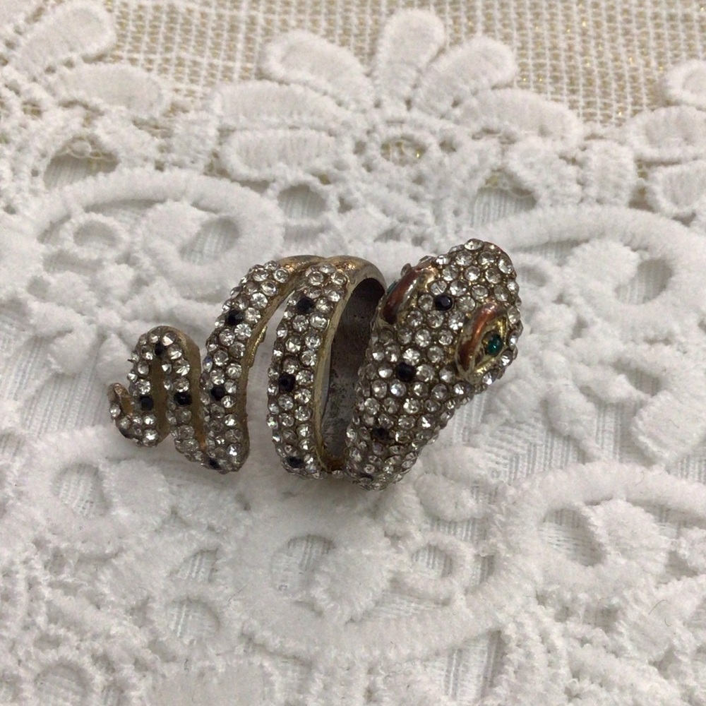 Dazzling Silver and Gold Snake Ring